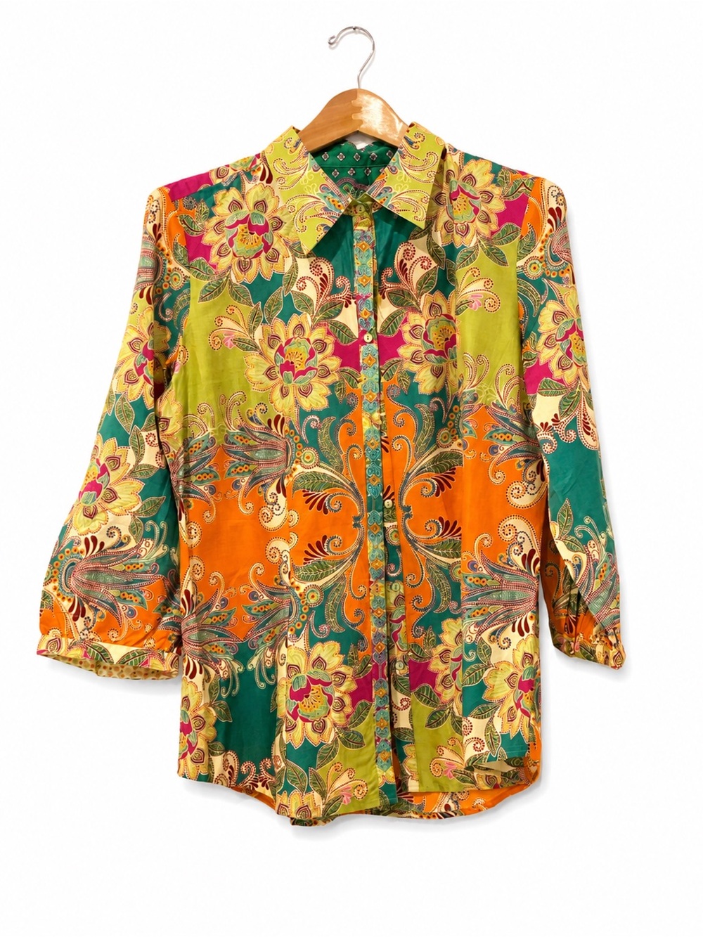 Ritu Kumar Paisley Floral Button Down Shirt XL Made in India
